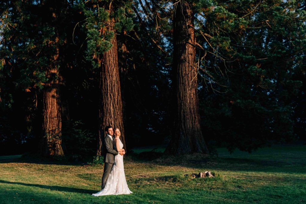 Golden hour couple portrait at Château de Méridon — luxury wedding photographer near Paris
