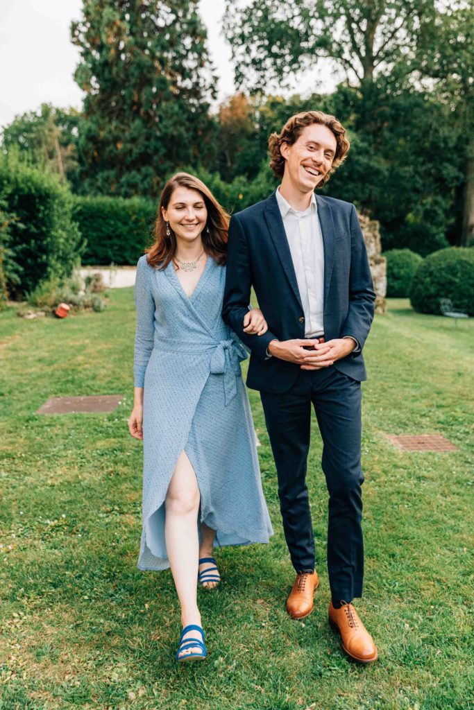 Golden hour couple portrait at Château de Méridon — luxury wedding photographer near Paris