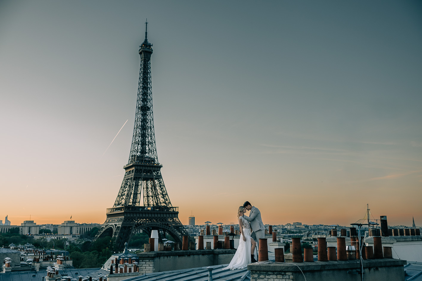 A Rooftop Couples Session with the Eiffel Tower