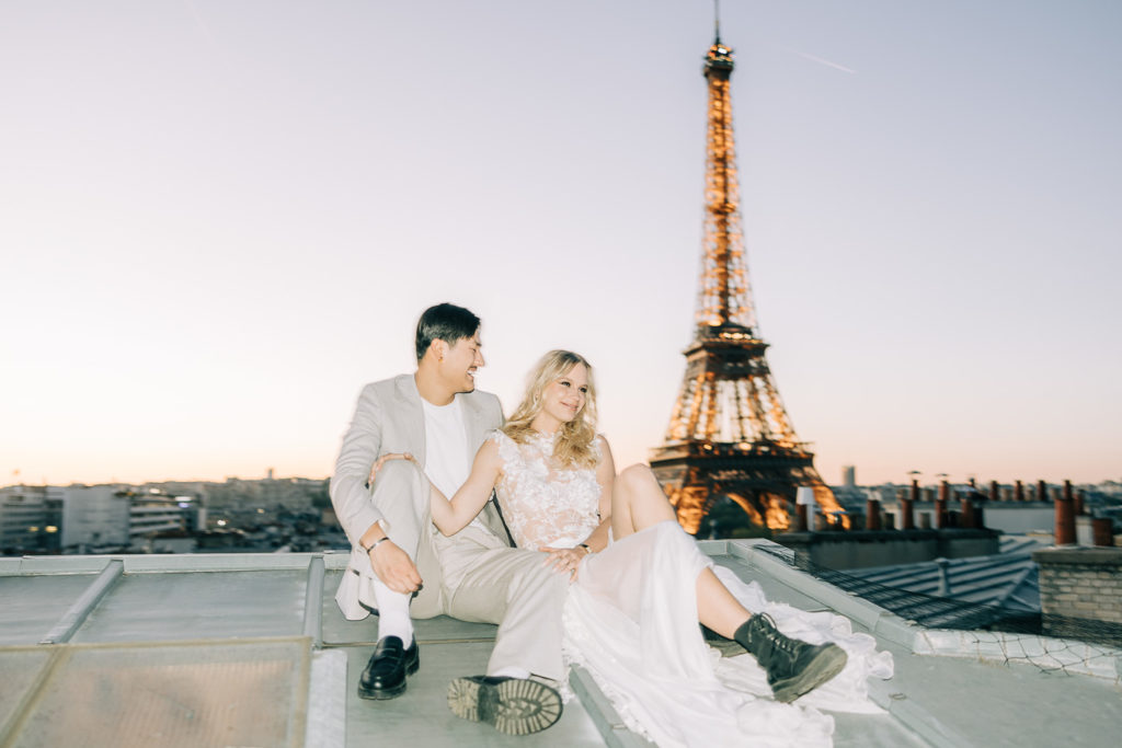 A Rooftop Couples Session with the Eiffel Tower