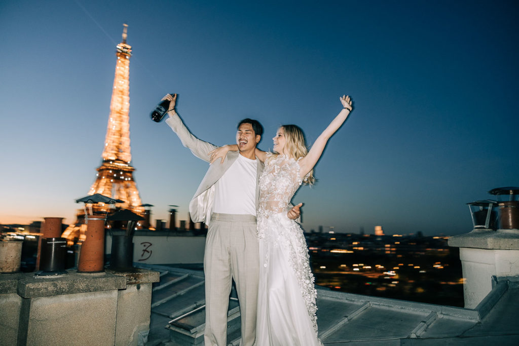 A Rooftop Couples Session with the Eiffel Tower