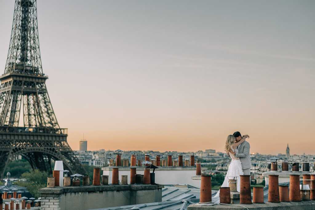 A Rooftop Couples Session with the Eiffel Tower