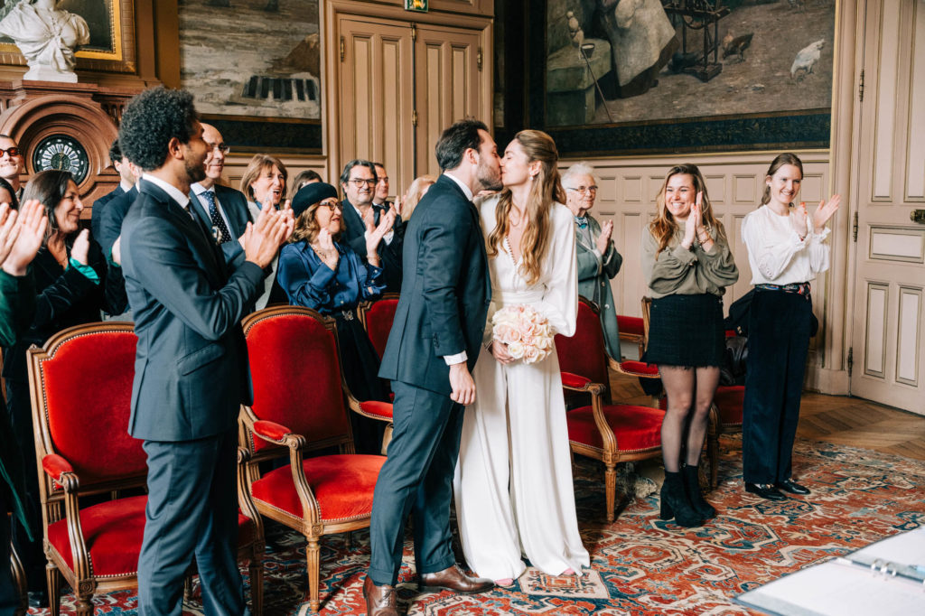 Détails bouquet mariée mariage civil mairie 15ème Paris — Pierre Atelier photographe mariage