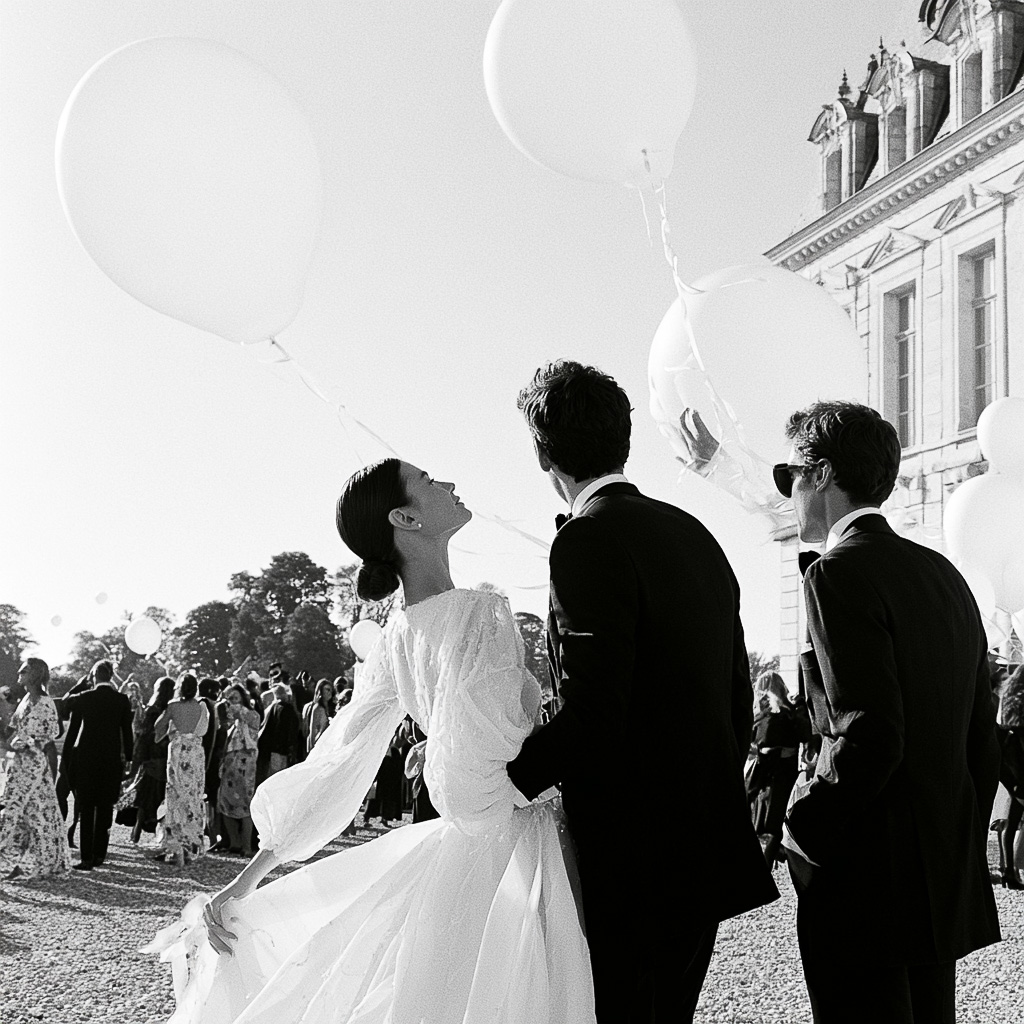 Portrait couple colonnade Château Saint-Martin-du-Tertre — Pierre Atelier photographe mariage