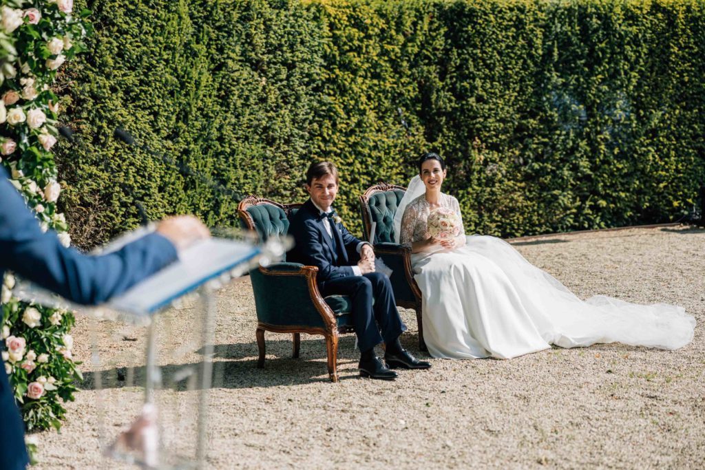Vue perspective jardins Le Nôtre cérémonie Château Chantilly — Pierre Atelier photographe mariage